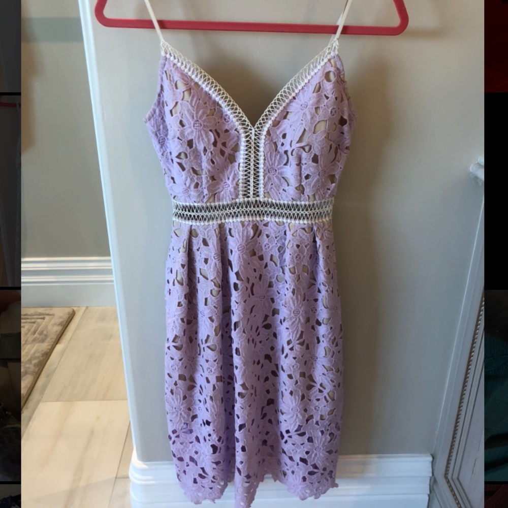 Aqua lavender lace midi dress